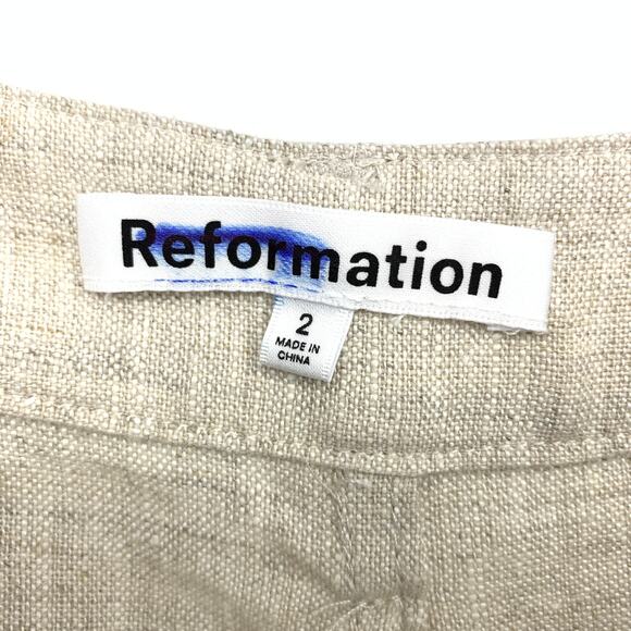 Reformation Tazz Oatmeal Maxi Skirt with Front Slit Womens Sz 2 100% Linen - Picture 5 of 6